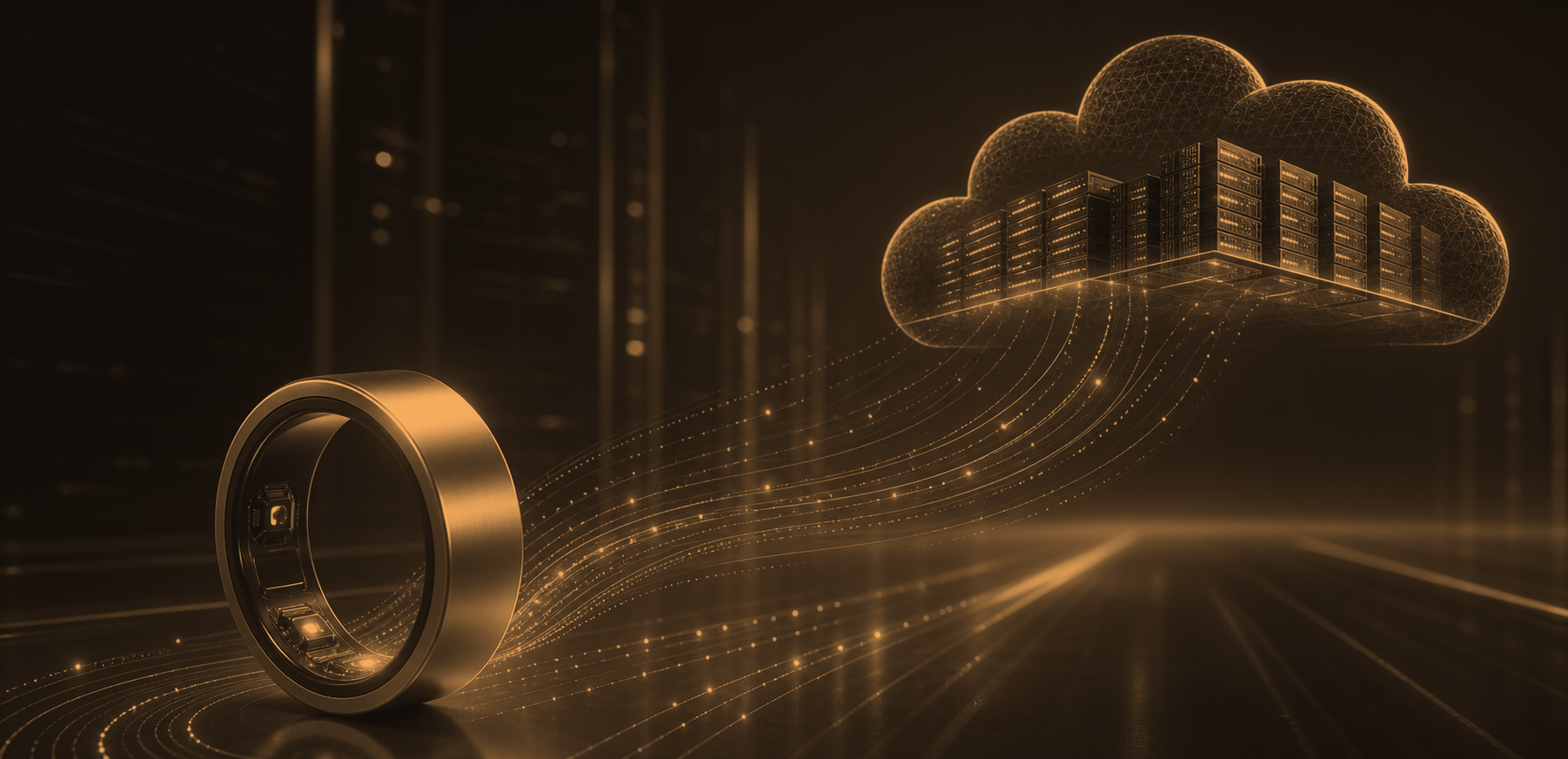 Smart ring signal streams flowing into a secure cloud data center
